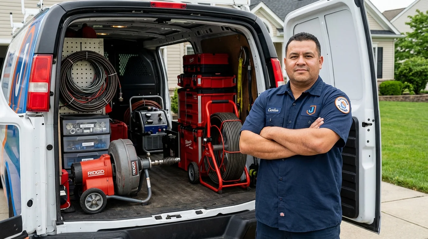 Professional drain cleaning equipment and Johns Plumbing LLC plumber in Granite Bay