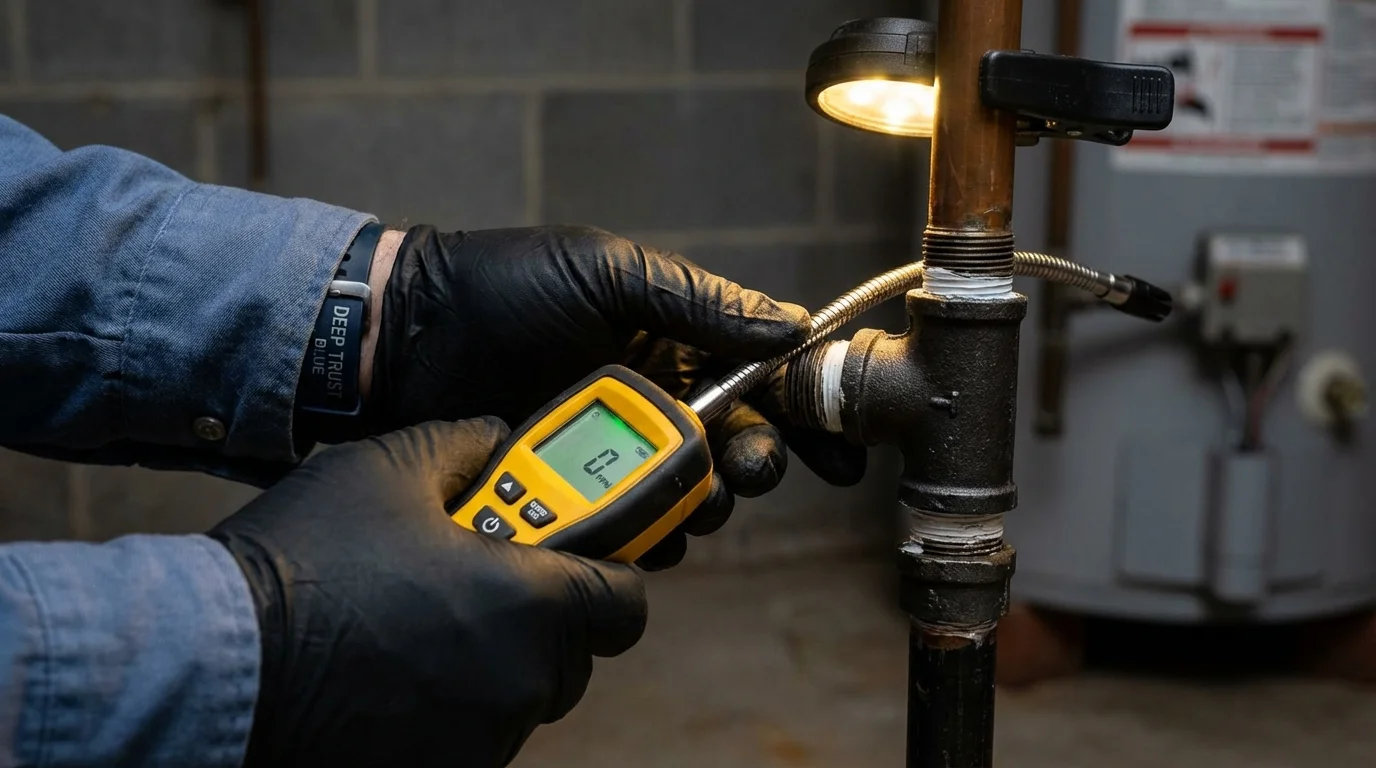 Gas leak detection with electronic sniffer by Johns Plumbing LLC in Granite Bay