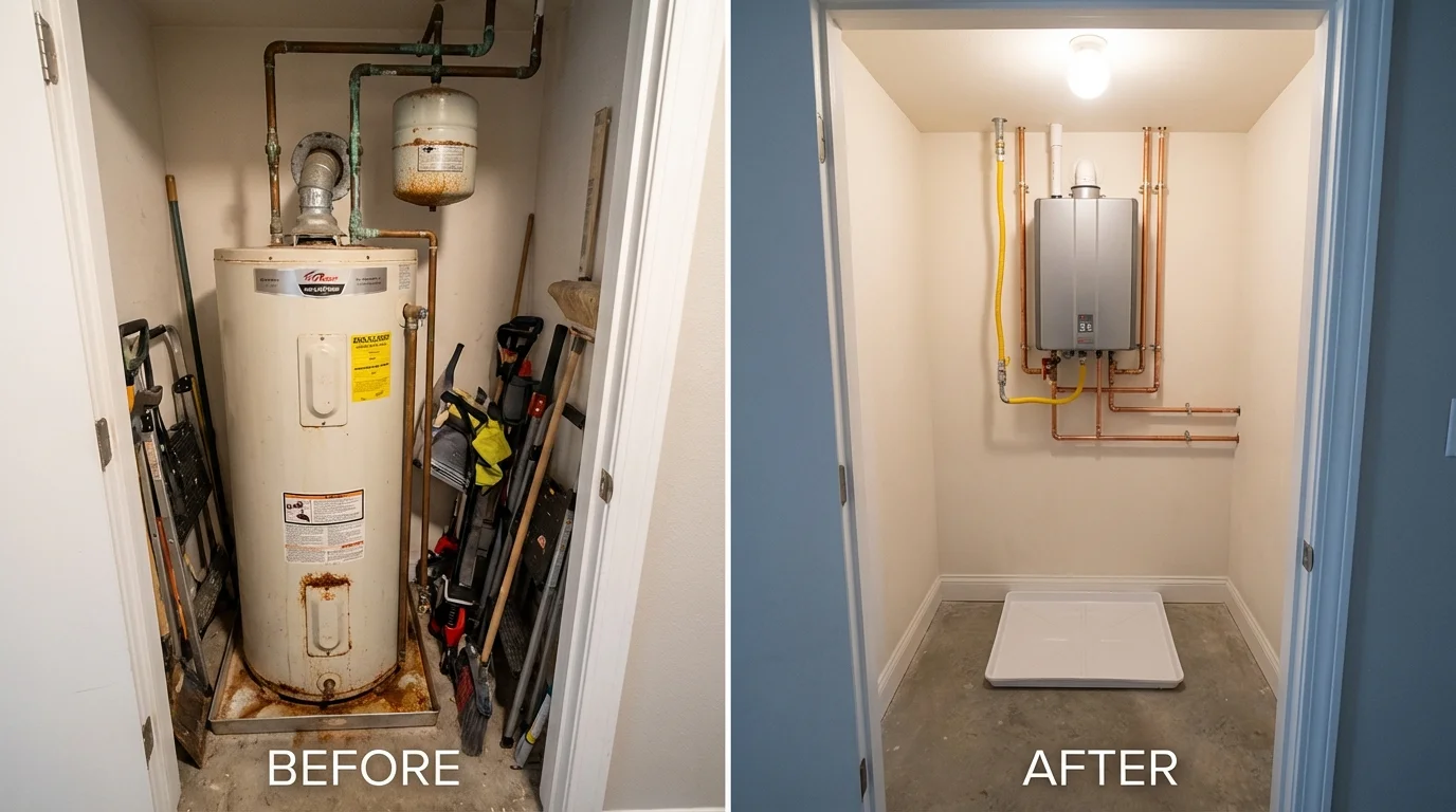 Tank water heater versus wall-mounted tankless unit comparison for Granite Bay, CA homeowners